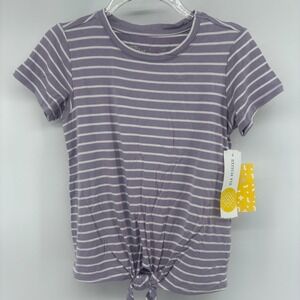 Rumi Ryder Girls Striped Tie Front‎ T-Shirt Top, Size XS (4-5)